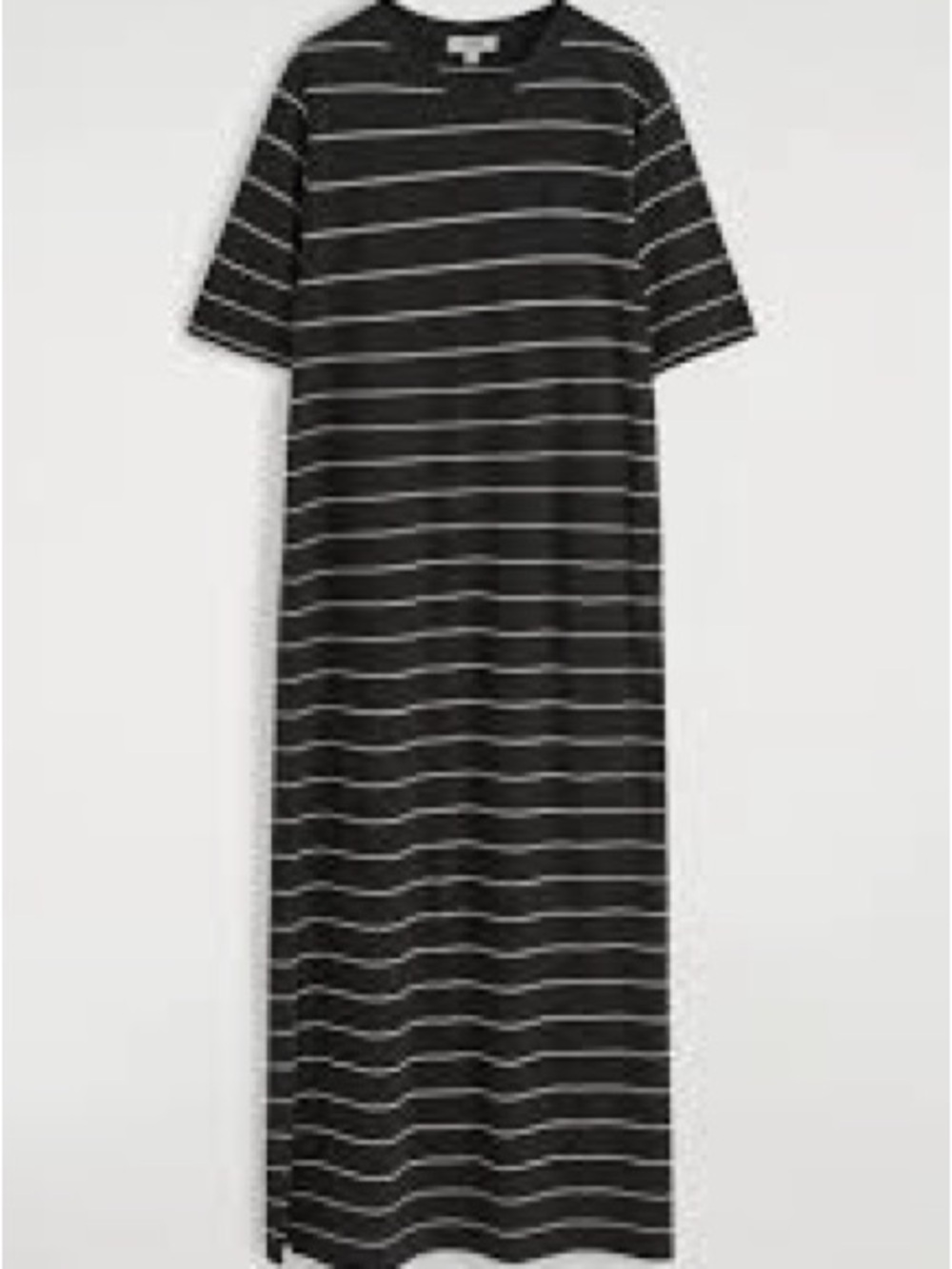 COS Cotton Linen Black Striped Short-Sleeve Maxi Dress